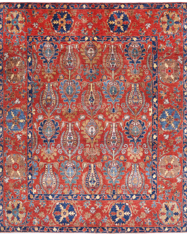 Humna 9' 3" X 11' 3" Hand Knotted Wool Rug 9' 3" X 11' 3" (282 X 343) / Red / Wool