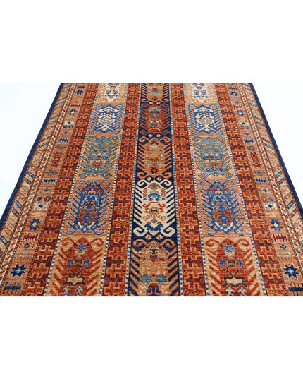 Humna 5' 9" X 8' 7" Hand Knotted Wool Rug 5' 9" X 8' 7" (175 X 262) / Blue / Wool
