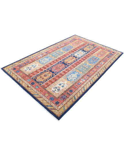 Humna 5' 1" X 8' 0" Hand Knotted Wool Rug 5' 1" X 8' 0" (155 X 244) / Blue / Wool