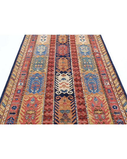 Humna 5' 1" X 8' 0" Hand Knotted Wool Rug 5' 1" X 8' 0" (155 X 244) / Blue / Wool