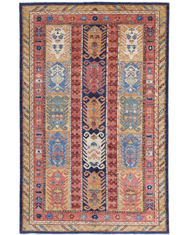 Humna 5' 1" X 8' 0" Hand Knotted Wool Rug 5' 1" X 8' 0" (155 X 244) / Blue / Wool
