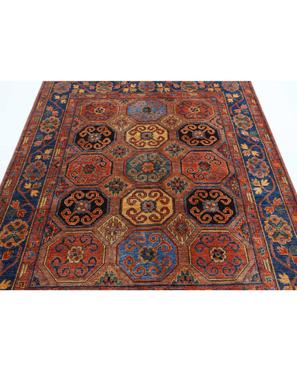 Humna 5' 9" X 7' 2" Hand Knotted Wool Rug 5' 9" X 7' 2" (175 X 219) / Brown / Wool