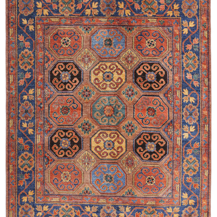 Humna 5' 9" X 7' 2" Hand Knotted Wool Rug 5' 9" X 7' 2" (175 X 219) / Brown / Wool