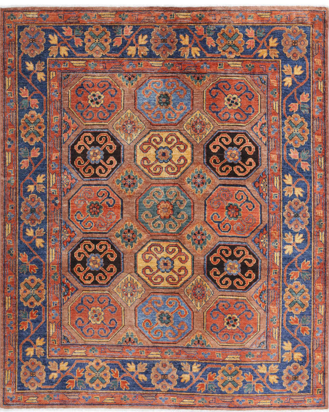 Humna 5' 9" X 7' 2" Hand Knotted Wool Rug 5' 9" X 7' 2" (175 X 219) / Brown / Wool