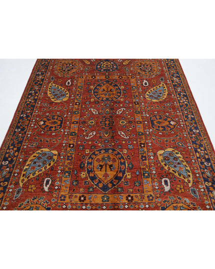Humna 5' 6" X 7' 10" Hand Knotted Wool Rug 5' 6" X 7' 10" (168 X 239) / Rust / Wool