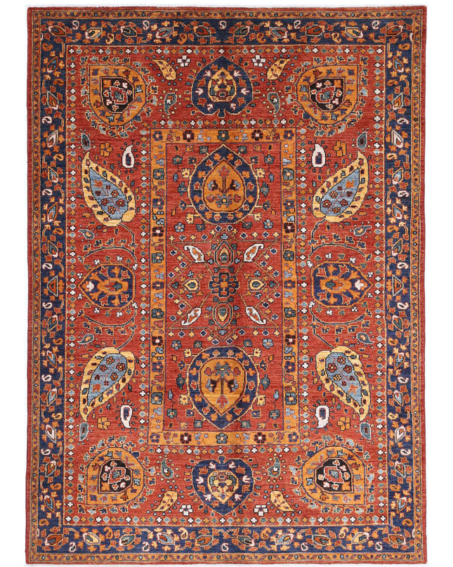 Humna 5' 6" X 7' 10" Hand Knotted Wool Rug 5' 6" X 7' 10" (168 X 239) / Rust / Wool