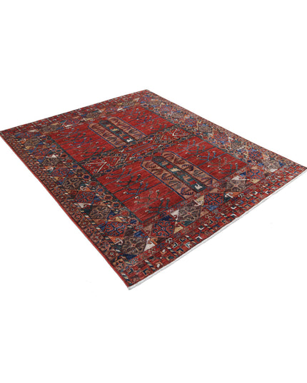 Humna 5' 5" X 6' 8" Hand Knotted Wool Rug 5' 5" X 6' 8" (165 X 203) / Red / Wool