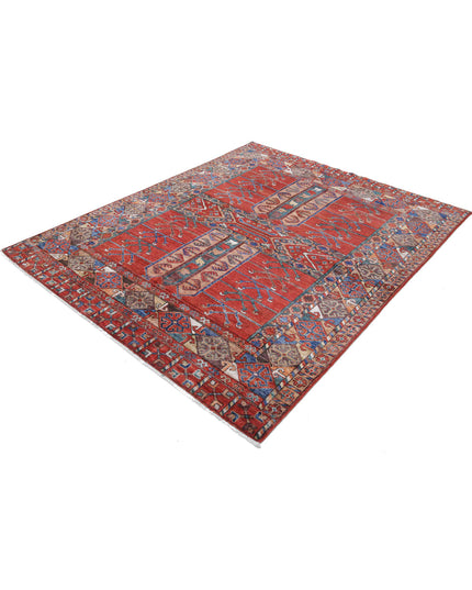 Humna 5' 5" X 6' 8" Hand Knotted Wool Rug 5' 5" X 6' 8" (165 X 203) / Red / Wool
