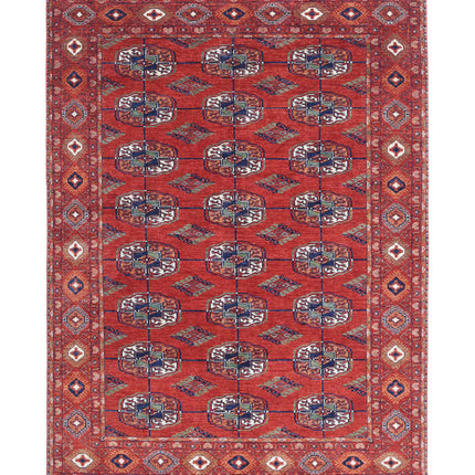Humna 6' 4" X 9' 6" Hand Knotted Wool Rug 6' 4" X 9' 6" (193 X 290) / Rust / Wool