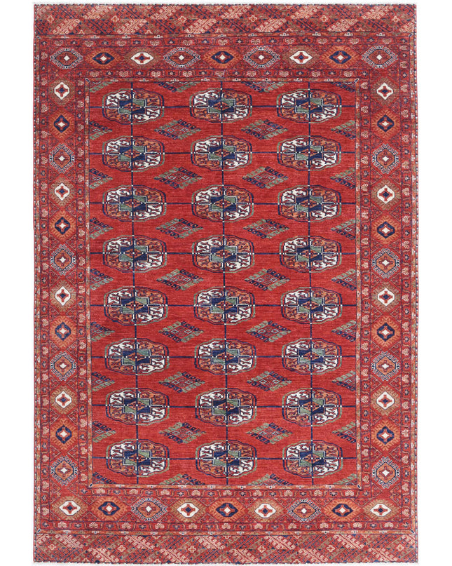 Humna 6' 4" X 9' 6" Hand Knotted Wool Rug 6' 4" X 9' 6" (193 X 290) / Rust / Wool