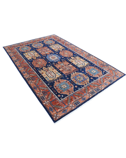 Humna 5' 9" X 8' 10" Hand Knotted Wool Rug 5' 9" X 8' 10" (175 X 269) / Blue / Wool