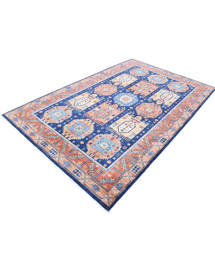 Humna 5' 9" X 8' 10" Hand Knotted Wool Rug 5' 9" X 8' 10" (175 X 269) / Blue / Wool