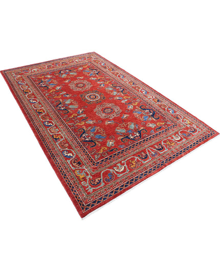 Humna 5' 9" X 8' 8" Hand Knotted Wool Rug 5' 9" X 8' 8" (175 X 264) / Red / Wool