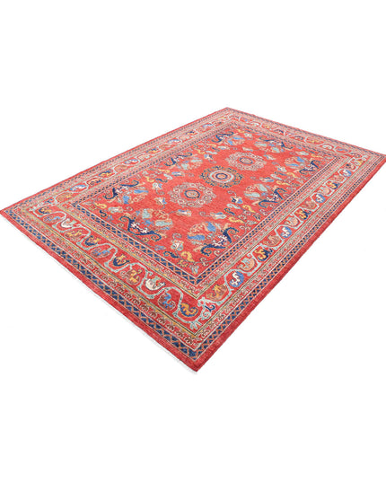 Humna 5' 9" X 8' 8" Hand Knotted Wool Rug 5' 9" X 8' 8" (175 X 264) / Red / Wool