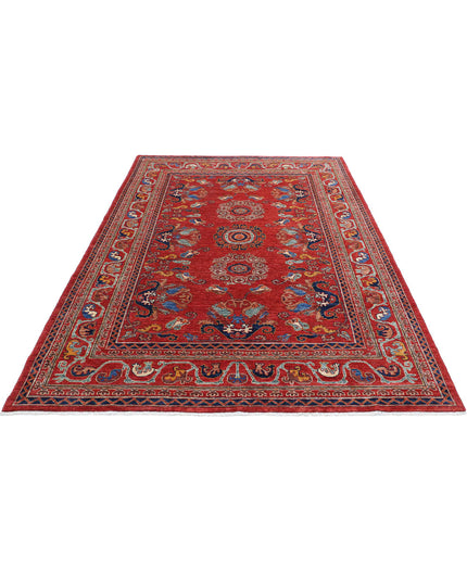 Humna 5' 9" X 8' 8" Hand Knotted Wool Rug 5' 9" X 8' 8" (175 X 264) / Red / Wool