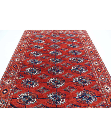Humna 6' 7" X 9' 7" Hand Knotted Wool Rug 6' 7" X 9' 7" (201 X 292) / Rust / Wool