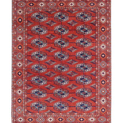 Humna 6' 7" X 9' 7" Hand Knotted Wool Rug 6' 7" X 9' 7" (201 X 292) / Rust / Wool