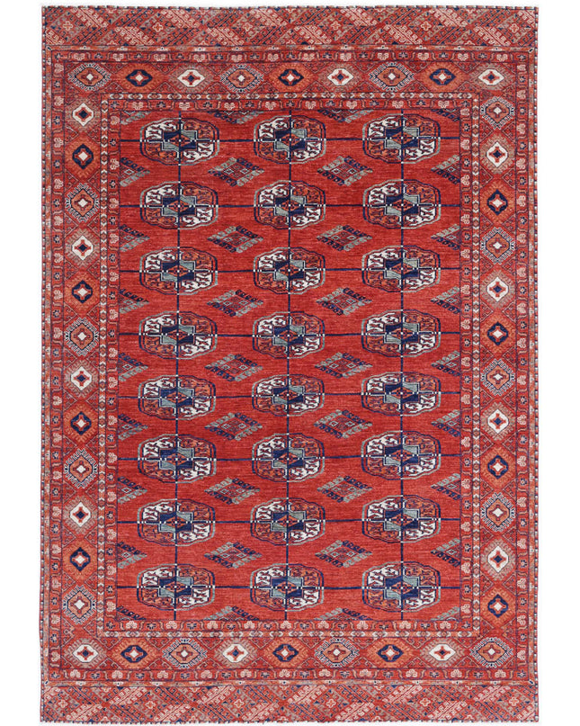 Humna 6' 7" X 9' 7" Hand Knotted Wool Rug 6' 7" X 9' 7" (201 X 292) / Rust / Wool
