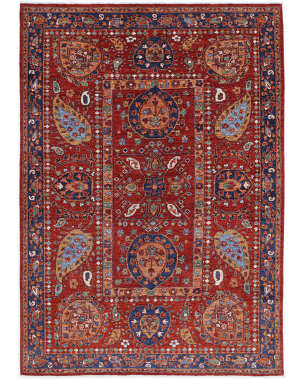 Humna 5' 6" X 7' 11" Hand Knotted Wool Rug 5' 6" X 7' 11" (168 X 241) / Red / Wool