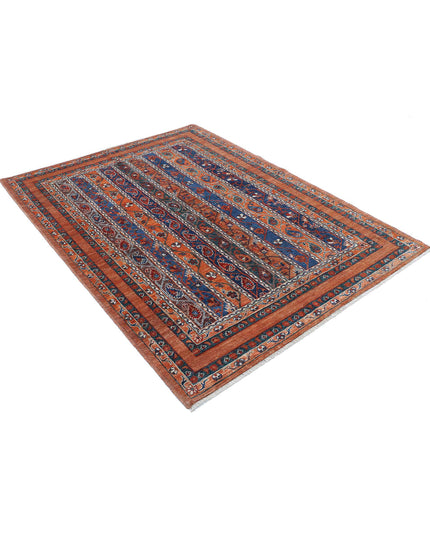 Humna 5' 0" X 6' 10" Hand Knotted Wool Rug 5' 0" X 6' 10" (152 X 208) / Brown / Wool