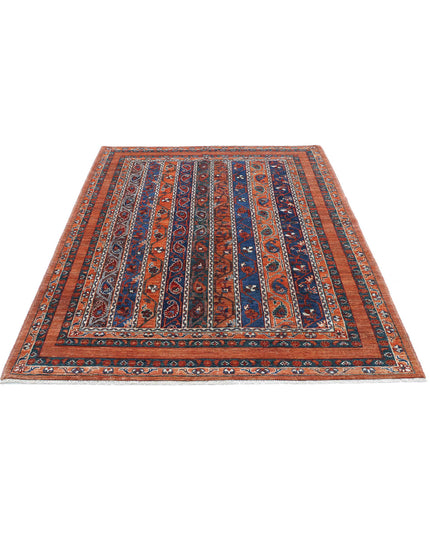 Humna 5' 0" X 6' 10" Hand Knotted Wool Rug 5' 0" X 6' 10" (152 X 208) / Brown / Wool