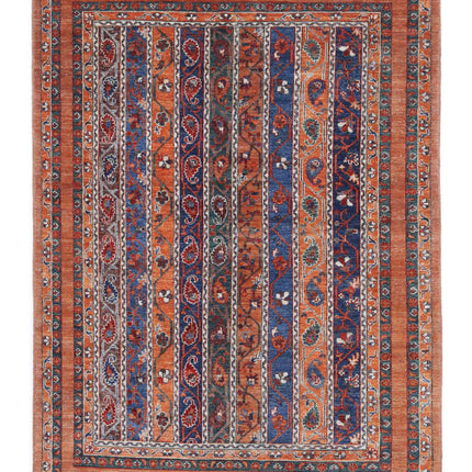 Humna 5' 0" X 6' 10" Hand Knotted Wool Rug 5' 0" X 6' 10" (152 X 208) / Brown / Wool