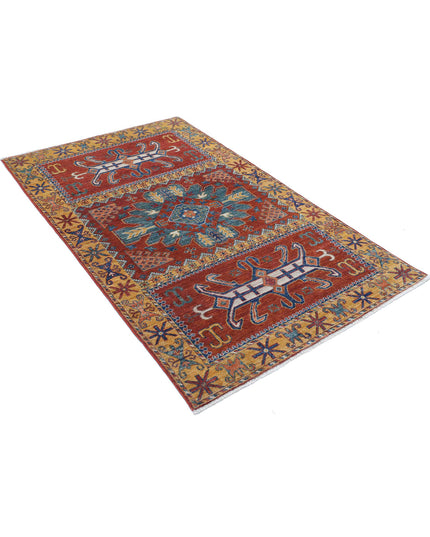 Humna 3' 11" X 6' 4" Hand Knotted Wool Rug 3' 11" X 6' 4" (119 X 193) / Red / Wool