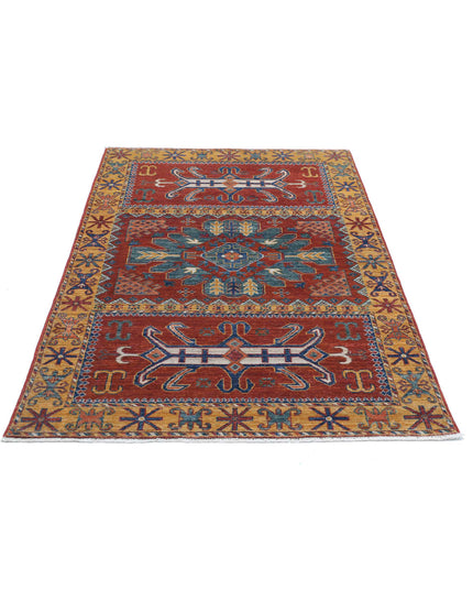 Humna 3' 11" X 6' 4" Hand Knotted Wool Rug 3' 11" X 6' 4" (119 X 193) / Red / Wool