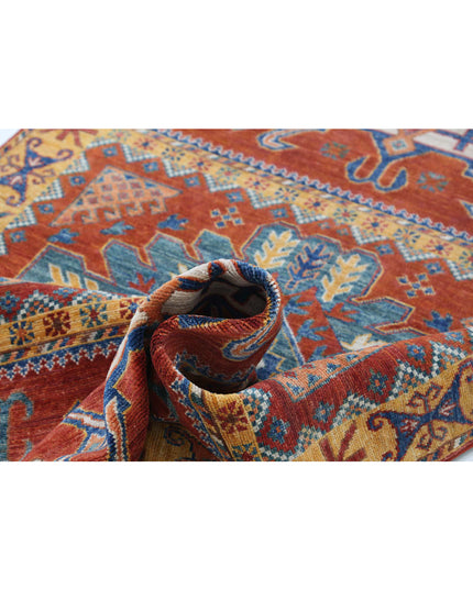 Humna 3' 11" X 6' 4" Hand Knotted Wool Rug 3' 11" X 6' 4" (119 X 193) / Red / Wool