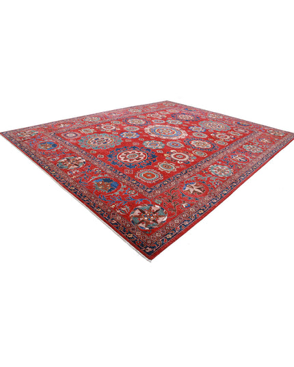 Humna 13' 3" X 16' 7" Hand Knotted Wool Rug 13' 3" X 16' 7" (404 X 505) / Red / Wool