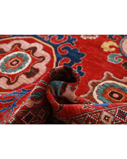 Humna 13' 3" X 16' 7" Hand Knotted Wool Rug 13' 3" X 16' 7" (404 X 505) / Red / Wool