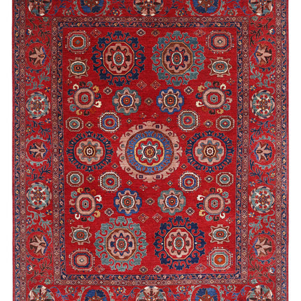 Humna 13' 3" X 16' 7" Hand Knotted Wool Rug 13' 3" X 16' 7" (404 X 505) / Red / Wool