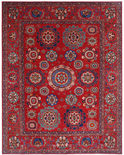 Humna 13' 3" X 16' 7" Hand Knotted Wool Rug 13' 3" X 16' 7" (404 X 505) / Red / Wool