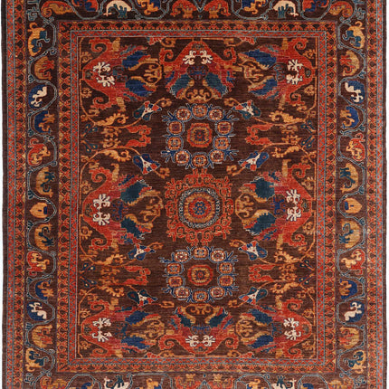 Humna 8' 4" X 9' 9" Hand Knotted Wool Rug 8' 4" X 9' 9" (254 X 297) / Brown / Wool