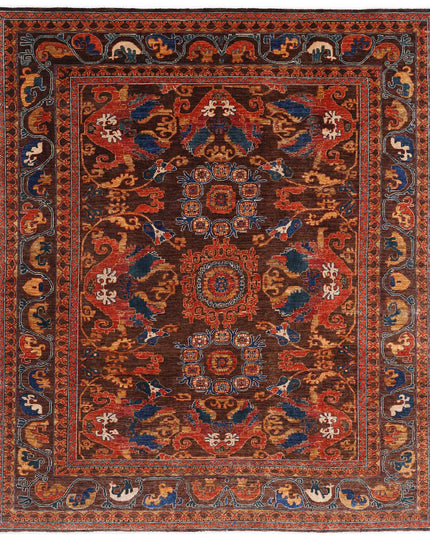 Humna 8' 4" X 9' 9" Hand Knotted Wool Rug 8' 4" X 9' 9" (254 X 297) / Brown / Wool