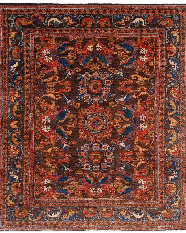 Humna 8' 4" X 9' 9" Hand Knotted Wool Rug 8' 4" X 9' 9" (254 X 297) / Brown / Wool