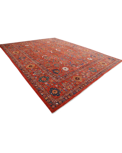 Humna 13' 3" X 16' 10" Hand Knotted Wool Rug 13' 3" X 16' 10" (404 X 513) / Red / Wool