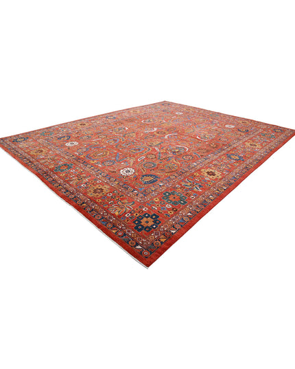 Humna 13' 3" X 16' 10" Hand Knotted Wool Rug 13' 3" X 16' 10" (404 X 513) / Red / Wool