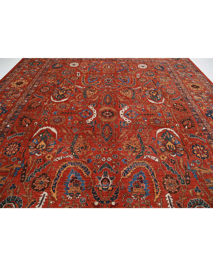Humna 13' 3" X 16' 10" Hand Knotted Wool Rug 13' 3" X 16' 10" (404 X 513) / Red / Wool
