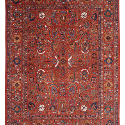 Humna 13' 3" X 16' 10" Hand Knotted Wool Rug 13' 3" X 16' 10" (404 X 513) / Red / Wool