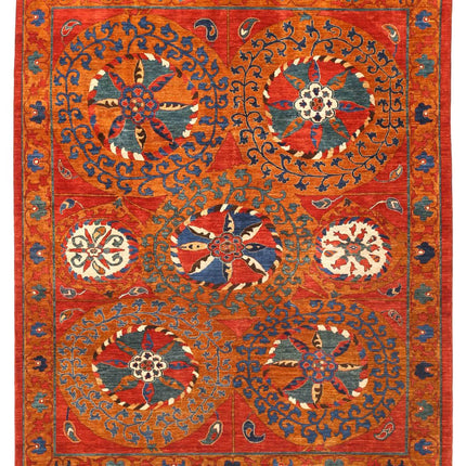 Humna 10' 5" X 13' 0" Hand Knotted Wool Rug 10' 5" X 13' 0" (318 X 396) / Green / Wool