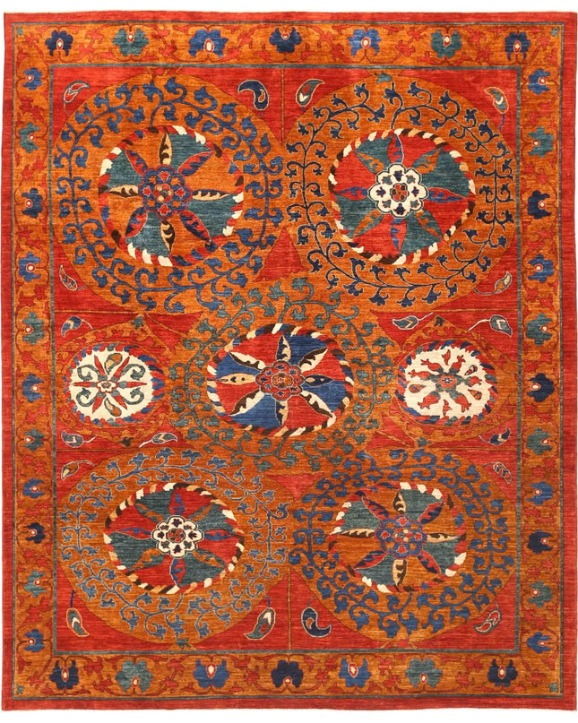 Humna 10' 5" X 13' 0" Hand Knotted Wool Rug 10' 5" X 13' 0" (318 X 396) / Green / Wool