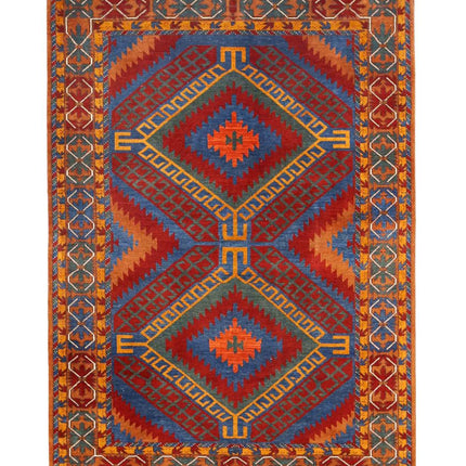 Humna 5' 1" X 7' 6" Hand Knotted Wool Rug 5' 1" X 7' 6" (155 X 229) / Red / Wool