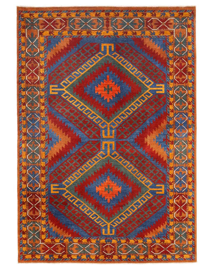 Humna 5' 1" X 7' 6" Hand Knotted Wool Rug 5' 1" X 7' 6" (155 X 229) / Red / Wool