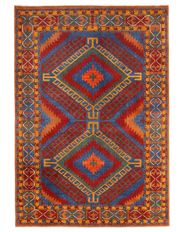 Humna 5' 1" X 7' 6" Hand Knotted Wool Rug 5' 1" X 7' 6" (155 X 229) / Red / Wool