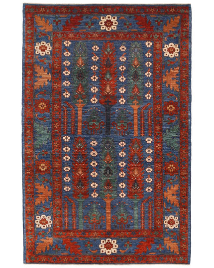 Humna 5' 1" X 8' 0" Hand Knotted Wool Rug 5' 1" X 8' 0" (155 X 244) / Blue / Wool
