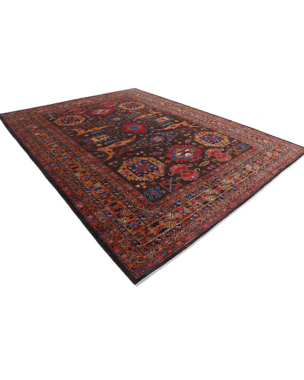 Humna 10' 3" X 13' 7" Hand Knotted Wool Rug 10' 3" X 13' 7" (312 X 414) / Brown / Wool