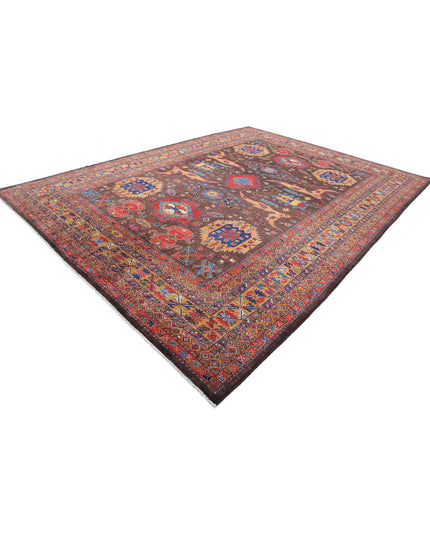 Humna 10' 3" X 13' 7" Hand Knotted Wool Rug 10' 3" X 13' 7" (312 X 414) / Brown / Wool