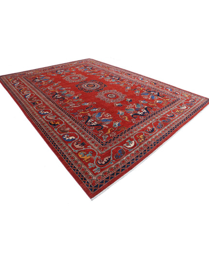 Humna 10' 2" X 13' 7" Hand Knotted Wool Rug 10' 2" X 13' 7" (310 X 414) / Red / Wool