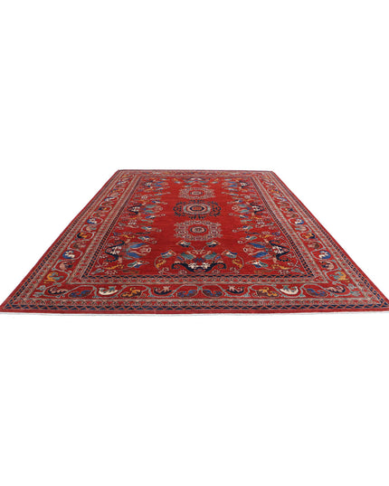 Humna 10' 2" X 13' 7" Hand Knotted Wool Rug 10' 2" X 13' 7" (310 X 414) / Red / Wool